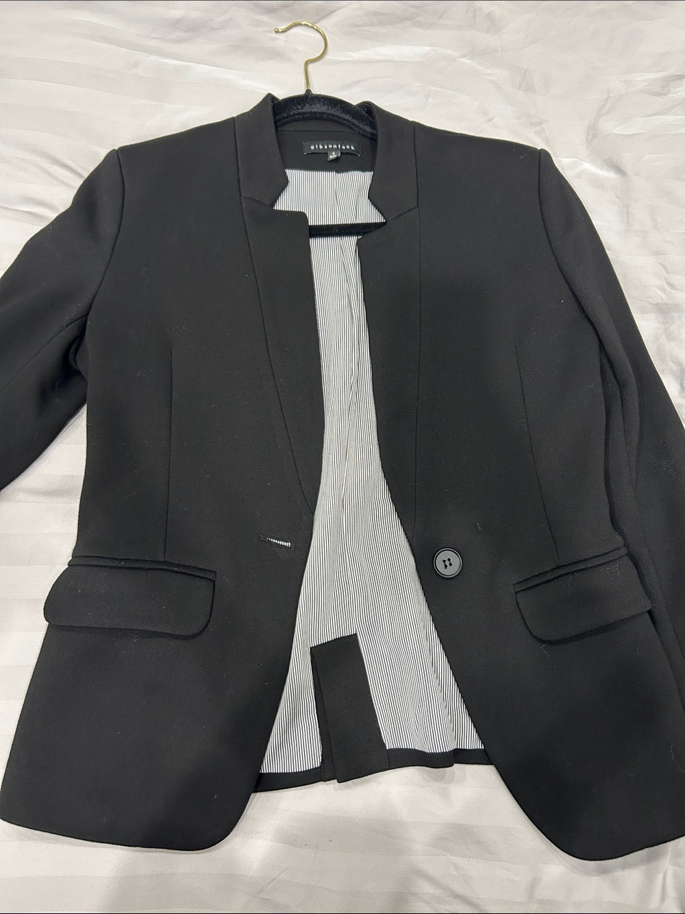 Gibson Look Black Notch Collar Single-Button Blazer S